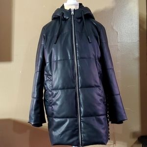 Zara faux leather puffer jacket